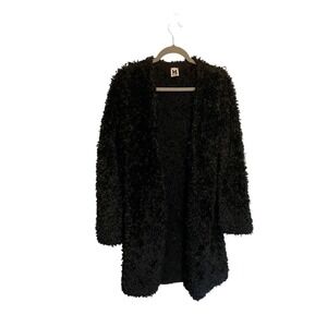 Missoni Teddy Coat, Coatigan BLACK Fuzzy Plush Open Front Cardigan Size 42/6